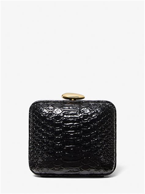 michael kors mini tina|Tina Mini Python Embossed Leather Minaudière .